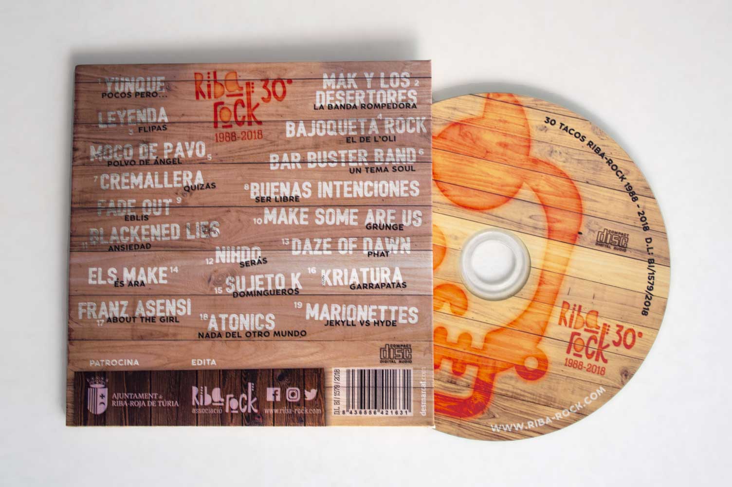 Diseño CD grupos de rock Riba-rock 30 tacos contraportada